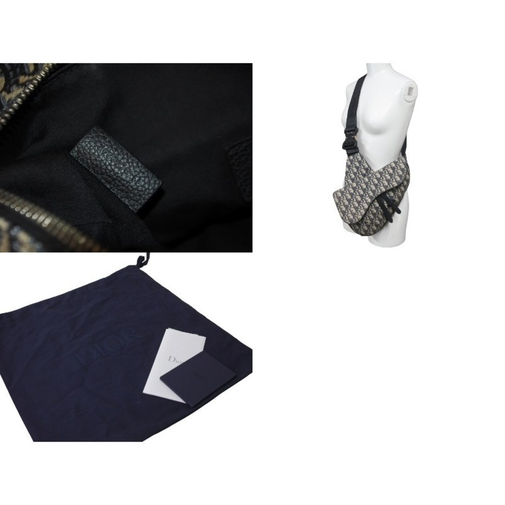 Dior Saddle Bag Body Oblique Beige Tan Navy Blue - Picture 9 of 9